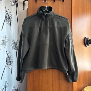 Spyder Active Sport Olive Grey Ribbed Half-Zip Pullover Sweatshirt Size L